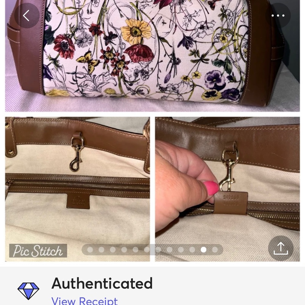 Gucci Floral Tote Bag - White and Brown - Picture 14 of 14